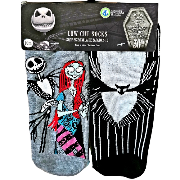 🧦 10 PACK Disney's The Nightmare Before Christmas Low Cut Socks - Picture 1 of 4